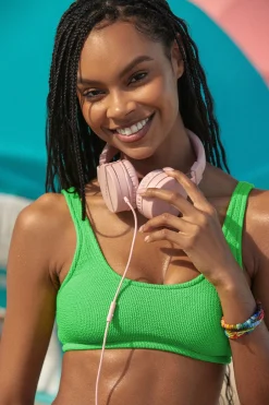 Maillot 2 pièces vert effet froissé JUSTIN & NAIDA SCRUNCHY