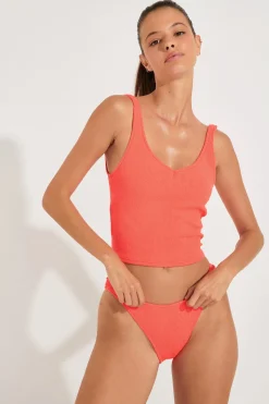 Maillot de bain 2 pièces corail TIAMO & NAIDA SCRUNCHY