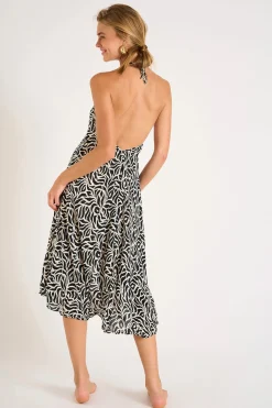 ROBE BEACHWEAR Noir OHARA ZEBRAVOIL